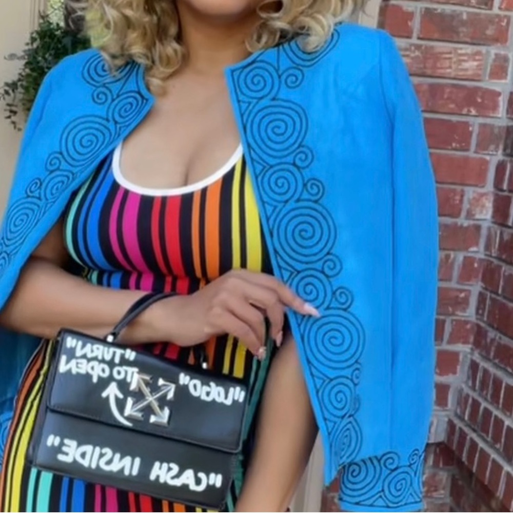 Blue Embroidered Blazer-B
